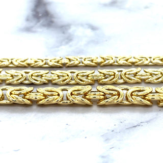 14K Yellow Gold 6mm 7.2mm 9mm Byzantine Necklace, 18"20", Byzantine Chain, Real Gold Necklace, Women