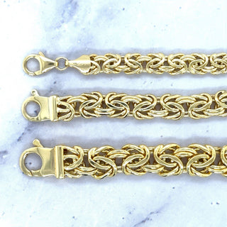 14K Yellow Gold 6mm 7.2mm 9mm Byzantine Necklace, 18"20", Byzantine Chain, Real Gold Necklace, Women