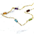 14K Yellow Gold Paperclip Gemstone Necklace, 17