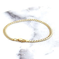 Solid 14K Two Tone Gold 3.6mm Pave Curb Chain Bracelet, 7