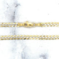 Solid 14K Two Tone Gold 3.6mm Pave Curb Chain Bracelet, 7