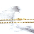 Solid 14K Two Tone Gold 3.6mm Pave Curb Chain Bracelet, 7