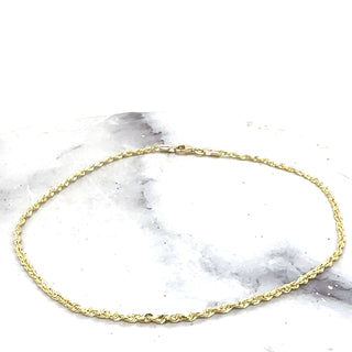 Solid 14K Yellow Gold 1.8mm Royal Rope Anklet, 10" Real Gold Rope Chain Anklet, Ankle Jewelry, Women