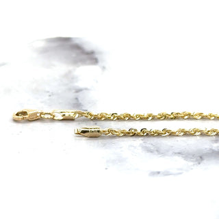 Solid 14K Yellow Gold 1.8mm Royal Rope Anklet, 10" Real Gold Rope Chain Anklet, Ankle Jewelry, Women