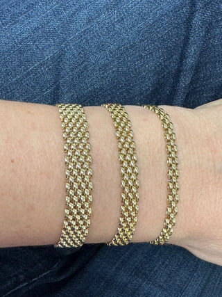 14K Yellow Gold 7" Panther Bracelet, 6.5mm Wide, 5 Link Rows, Real Gold, Trendy Bracelet, Women