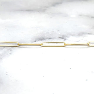 14K Yellow Gold 7" Lungo Rectangle Paperclip Chain Bracelet, Trendy Bracelet, White Gold, Rose Gold, Real Gold Bracelet, Women