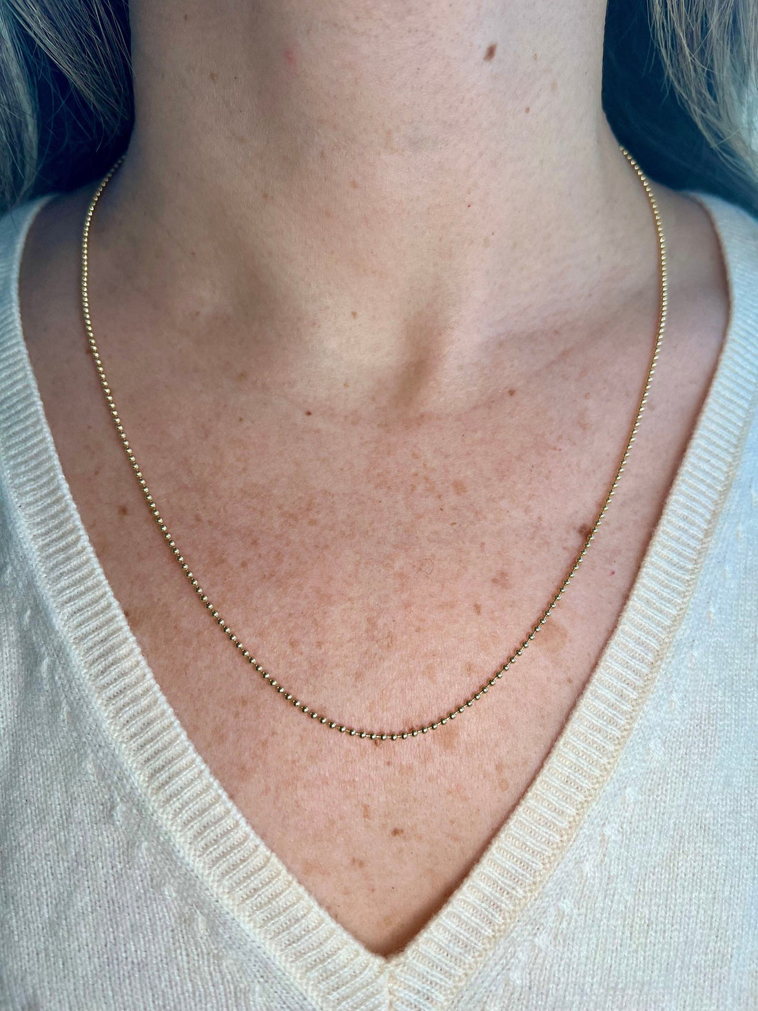 Solid 14K Gold Bead Chain with Lobster Lock, 1.5mm Wide, 16" 18" 20", Real Gold Necklace, Ball Chain, Women Chain