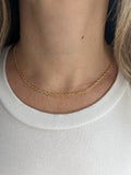 14K Gold Textured Cable Chain, 2.5mm 3.3mm Wide, 16