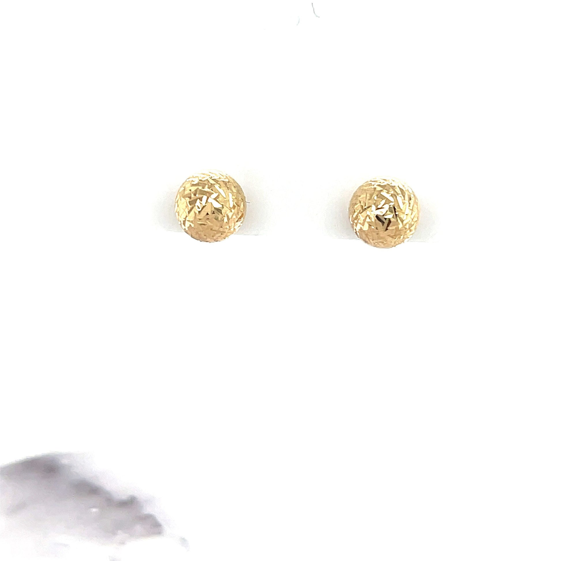 14K Yellow Gold 7mm Diamond Cut/ Textured Crystal Cut Ball Stud Earring, White Gold, Rose Gold, Women Gold Sud Earrings