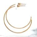 14K Rose Gold 40mm C Hoop with Push Back Closure, 1.5mm Thick, Thin Gold Hoops, Real Gold Hoops, White Gold, Yellow Gold, Women