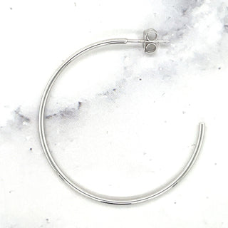 14K White Gold 40mm C Hoop with Push Back Closure, 1.5mm Thick, Thin Gold Hoops, Real Gold Hoops, Rose Gold, Yellow Gold, Women Earrings