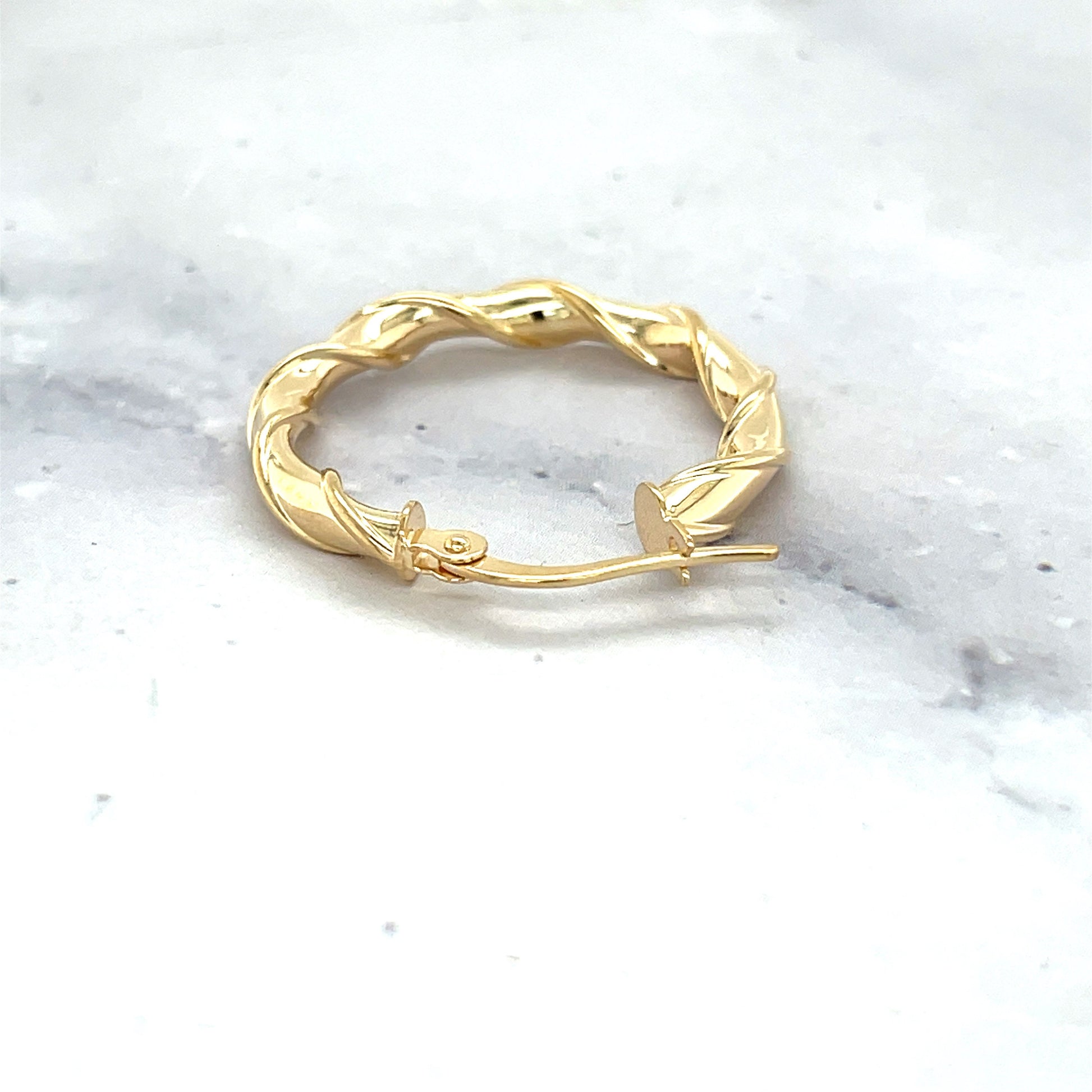 14K Yellow Gold 15mm 20mm 25mm Twisted Round Hoop Earrings, 3mm Thick, Chubby Hoops, Twist Hoops, Real Gold Earrings, Women