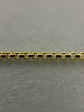 14K Yellow Gold Lite Round Box Chain with Lobster claw Lock, 1.3mm Wide, 16