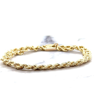 Solid 14K Yellow Gold 6.2mm Double Row Rope Chain Bracelet with Box Lock, 7" 8" Real Gold Bracelet, Weaved Rope Bracelet, Women, Unisex