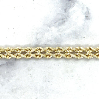 Solid 14K Yellow Gold 6.2mm Double Row Rope Chain Bracelet with Box Lock, 7" 8" Real Gold Bracelet, Weaved Rope Bracelet, Women, Unisex