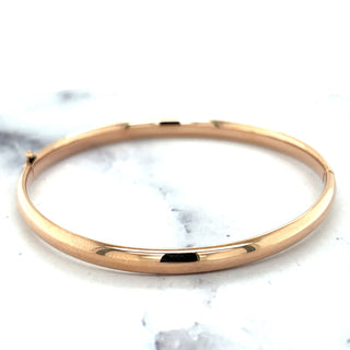 14K Rose Gold 7" 8" Stackable Bangle Bracelet, 5mm Wide, Real Gold Bangle, Yellow Gold, White Gold, Women