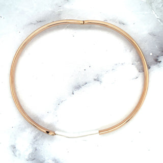 14K Rose Gold 7" 8" Stackable Bangle Bracelet, 5mm Wide, Real Gold Bangle, Yellow Gold, White Gold, Women