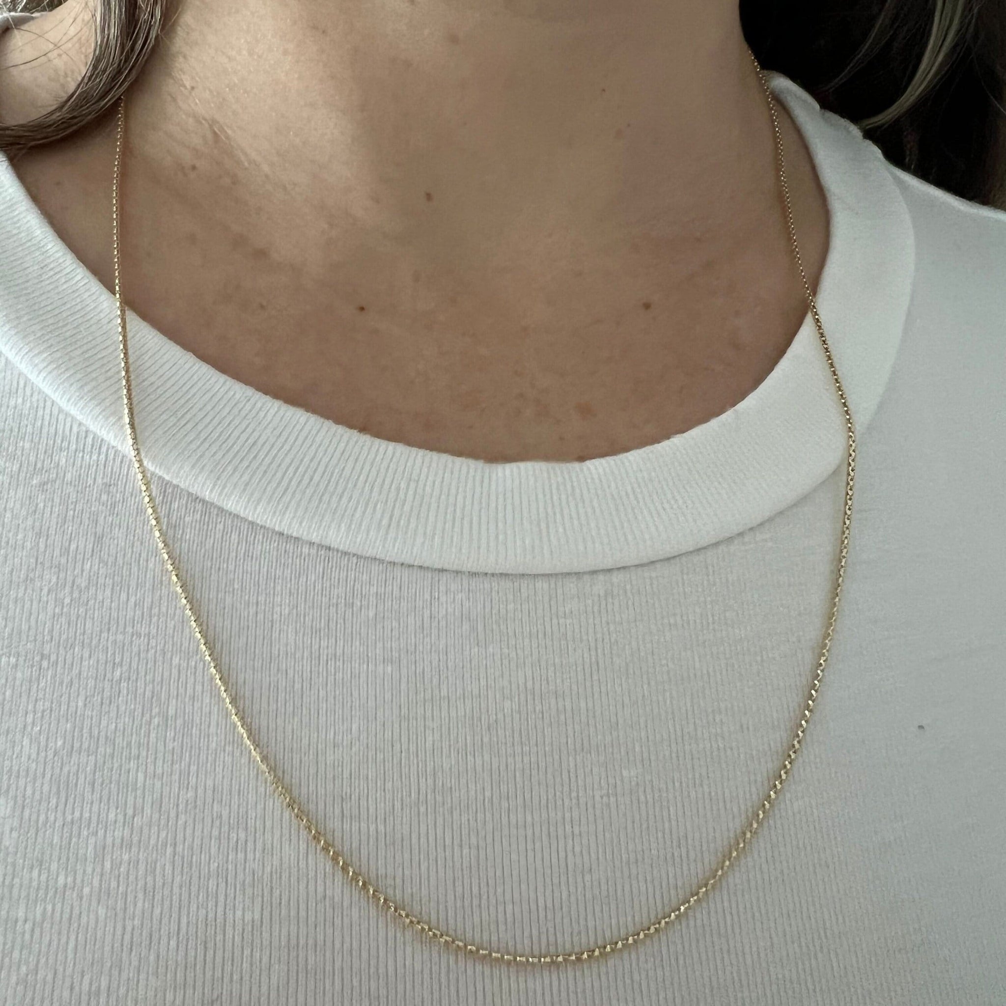 Solid 14K Rose Gold 1.3mm Adjustable Popcorn Chain with Lobster Lock, 22" Long, Set Your Own Length, Real Gold Necklace, Women