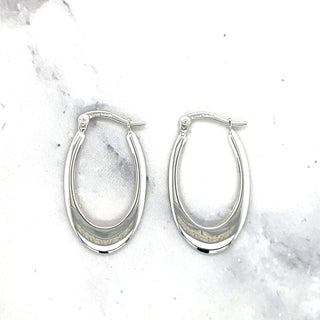 14K White Gold Graduated Oval Hoop Earrings, 1.6mm Thick, Oval Earrings, Real Gold Hoops, Yellow Gold, Women Gold Earrings