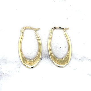 14K White Gold Graduated Oval Hoop Earrings, 1.6mm Thick, Oval Earrings, Real Gold Hoops, Yellow Gold, Women Gold Earrings