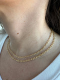 14K Gold Textured Cable Chain, 2.5mm 3.3mm Wide, 16