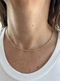 14K Gold Textured Cable Chain, 2.5mm 3.3mm Wide, 16