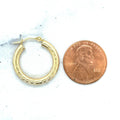 14K Yellow Gold 20mm 25mm 30mm Hoop Earrings, 3mm Thick, Diamond Cut Hoops, Real Gold Hoops, Women