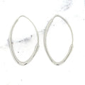 14K White Gold Marquise Fashion Hoop Earrings, Oval Hoops, Marquise Hoops Earrings, Real Gold Hoops, Women