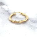 14K Yellow Gold 15mm 20mm 25mm Twisted Round Hoop Earrings, 3mm Thick, Chubby Hoops, Twist Hoops, Real Gold Earrings, Women