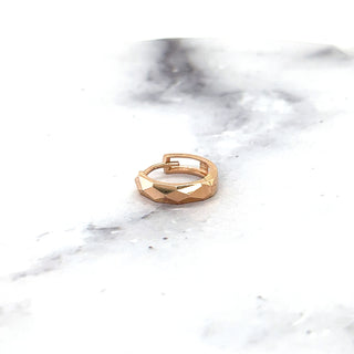 14K Rose Gold 12mm Faceted Huggie Earrings, 3mm Thick, Small Hoops, Snuggable Earrings, White Gold, Yellow Gold, Women Gold Earrings