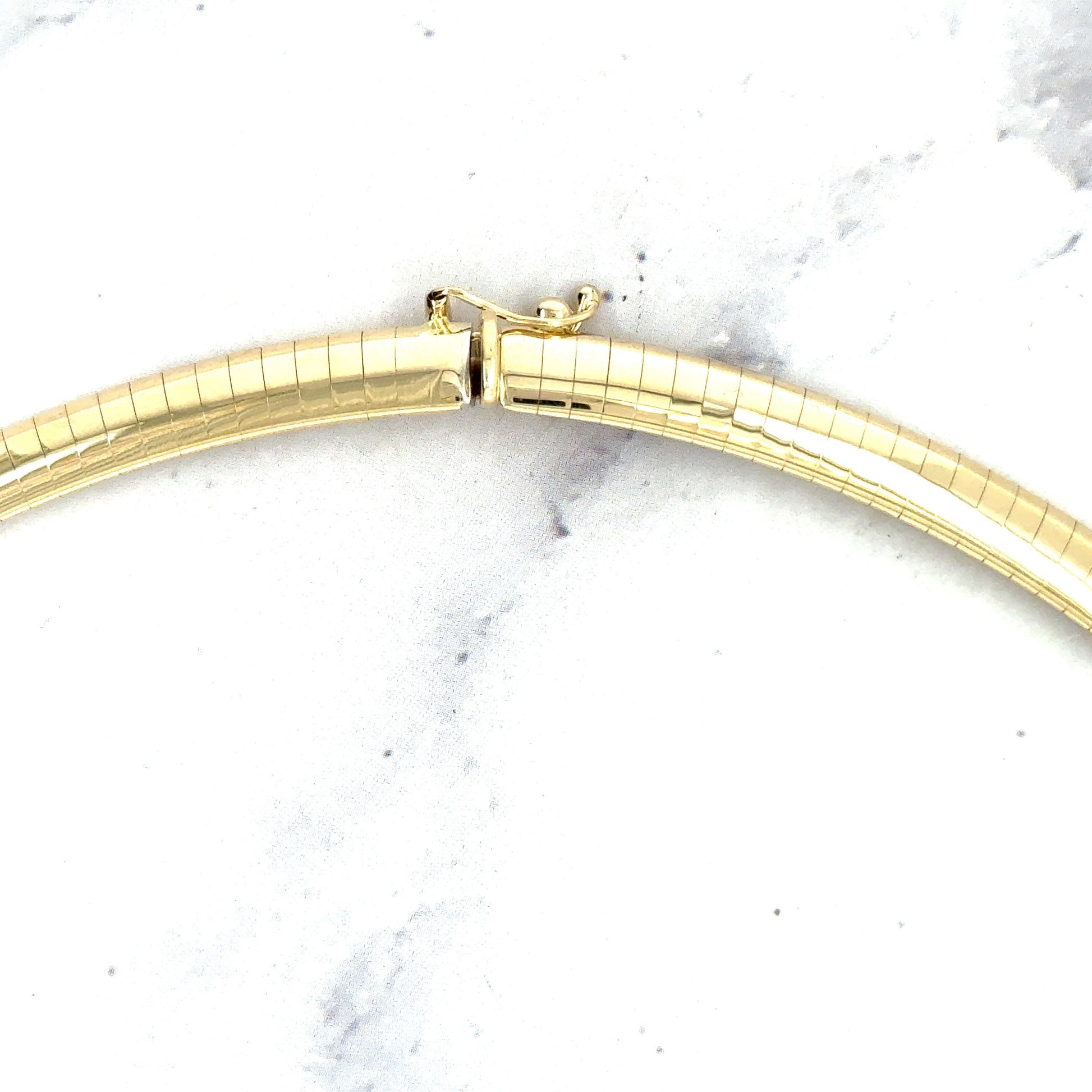 Solid 14K Yellow Gold 6mm Classic Omega Bracelet, 7", Real Gold Bracelet, Women