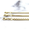 Solid 14K Gold Round Box Chain with Lobster Lock, 1.6mm 2.5mm 3.6mm Wide, 16