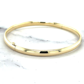 14K Rose Gold 7" 8" Stackable Bangle Bracelet, 5mm Wide, Real Gold Bangle, Yellow Gold, White Gold, Women