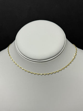 14K Yellow Gold 1.7mm Sparkle Valentino Chain , 16" 18" 24" Diamond Cut Mirror Chain, Real Gold Necklace, Women