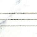 Solid 14K White Gold 0.9mm 1.1mm 1.3mm Diamond Cut Bar and Bead Chain, 16