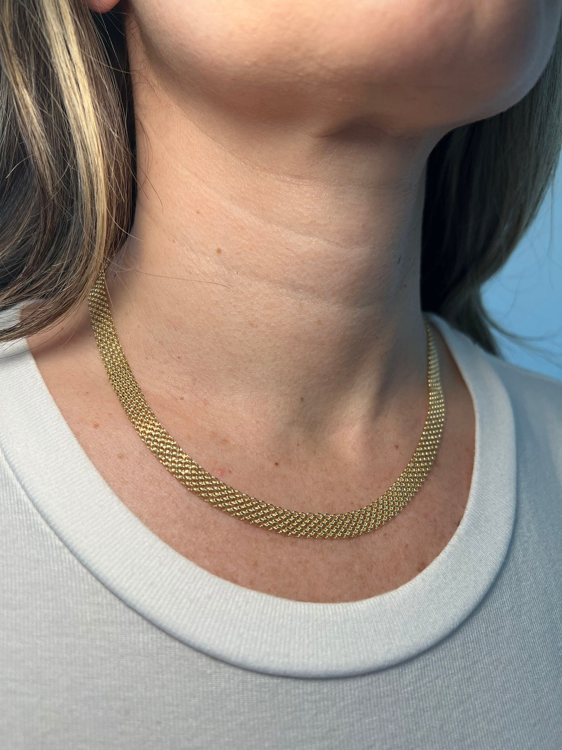 14K Yellow Gold Bismark Chain Necklace 7MM Thick with Lobster Clasp, 16" 18" 20" Women Necklace, Real Gold Chain, Gift For Her, Valentine