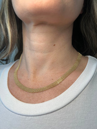 14K Yellow Gold Bismark Chain Necklace 7MM Thick with Lobster Clasp, 16" 18" 20" Women Necklace, Real Gold Chain, Gift For Her, Valentine