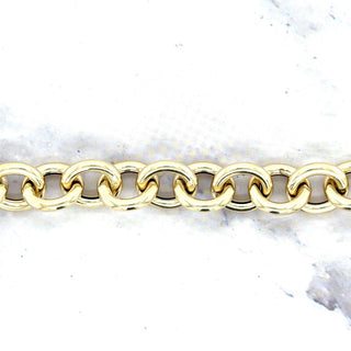 14K Yellow Gold 12mm Round Link Bracelet with Push Lock Clasp, 7.5" Real Gold Bracelet, Chuncky Circle Link Bracelet, Women