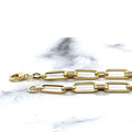 14K Yellow Gold 5.6mm Paperclip Ring Connecting Links Bracelet, 7.5
