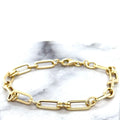 14K Yellow Gold 5.6mm Paperclip Ring Connecting Links Bracelet, 7.5