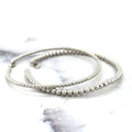 14K White Gold 2mm 3mm Bead Cuff Bangle, 6.5