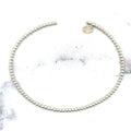 14K White Gold 2mm 3mm Bead Cuff Bangle, 6.5