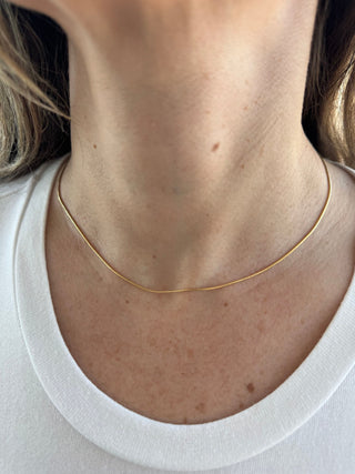 Solid 14K Gold 0.9mm Round Snake Chain, 16" 18" 20" 24" Delicate Snake Necklace, Real Gold Chain, Women