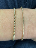 14K Yellow Gold 2mm 3mm Bead Cuff Bangle, 6.5