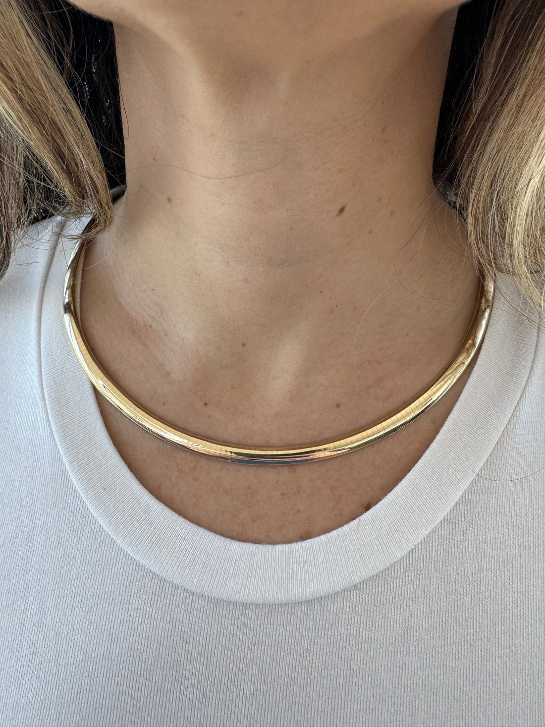 14K Solid 6mm Yellow Gold Classic Omega Necklace, 16"18" 20", Real Gold Chain, Real Gold Omega Necklace, Women