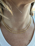 14K Gold Textured Cable Chain, 2.5mm 3.3mm Wide, 16