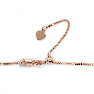 Solid 14K Rose Gold 22" Adjustable Box Chain with Lobster Lock, 0.70mm 0.85mm 1.1mm Wide, Set Your Own Length, Real Gold Box