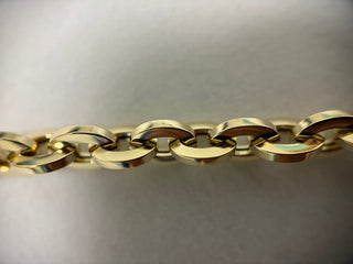 14K Yellow Gold 6.5mm Oval Link Bracelet, 7.5" Polished Real Gold Bracelet, Thick Oval Bracelet, Women