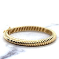 14K Yellow Gold Twisted Oval Bangle with Box Clasp, 7