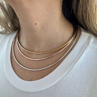 14K Solid Gold 3mm Classic Omega Necklace, 16" 18" 20", Real Gold Chain, Real Gold Omega Necklace, Yellow Gold, White Gold, Rose Gold, Women